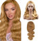 Hxxcoup Perücken Damen Echthaar Body Wave Human Hair Wig Blonde Perücken Lace Frontal Wig Glueless Wig Lange Perücken Transparent Swiss Lace Grade 8A 100% Brazilian Remy Hair 26 Zoll
