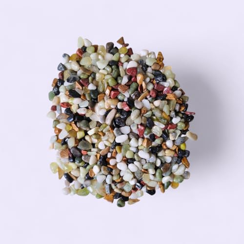 ZEN&TAO Natural Polished Stone Chips – Green Jade & Gravel Mix – 3-6mm Tumbled Small Stones for Potted Plants, Succulent Soil Topper, Vase Filler, Fairy Garden & Indoor Décor (400, Grams)