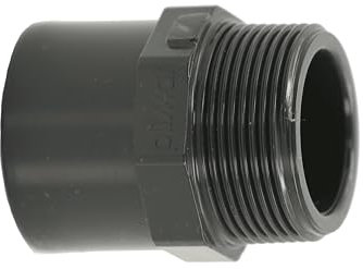HAF® Raccord de transition en PVC Fittings avec filetage extérieur 50/63 mm x 1 1/2, connecteur en PVC U, gris, convient pour les tuyaux de piscine et bien plus encore... Qualité : fabriqué en