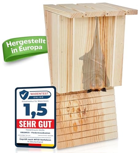 Oramics Fledermauskasten aus Kiefernholz [Made in Europe] – Fledermaushaus für den Garten als Unterschlupf und Winterquartier für Fledermäuse – Fledermaus Nistkasten Winter- und Wetterfest
