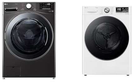 LG Electronics F11WM17TS2B | 17 kg| Energie E|Großes Fassungsvermögen| Schwarz & V9AYXT, Trockner A+++, 10 kg, Wärmepumpentrockner mit Dual Inverter Wärmepumpentechnologie
