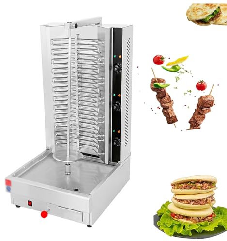 Commercial Shawarma Doner Kebab Machine, 360° Automatic Rotation Vertical Rotisserie Grill With 3 Independent Controls, Gyro BBQ Meat Machine for Shawarma, Chicken Roaster, Roast Duck, Tacos Meat