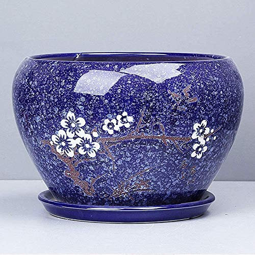 sjdoPulse Außen/Innen Blau Blumentopf Keramik Extra Groß Wohnzimmer Persönlichkeit Grün Pflanze Becken Mit Drainage Loch Bonsai Töpfe Garten Dekorative Kaktus Ständer Ker