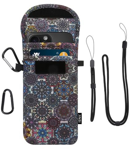 DOB SECHS Handyhülle Tasche Universal Pouch Handysocke, Handytasche Stoff für Smartphones 6,9 Zoll, Handy Tasche 17,7 x 9,5 cm Innenmaße, für iPhone 16 Pro Max, Böhmen Datura