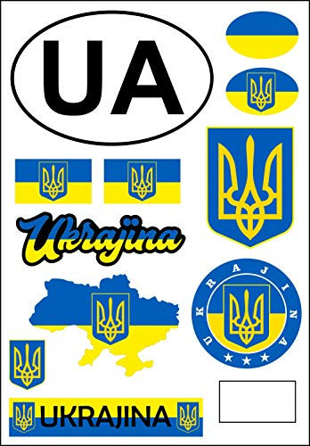 Daged Ukraine Aufkleber Karte Stickerbogen - PKW Auto Motorrad Biker Flagge Fahne AK