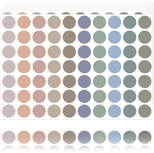 CALLYSONIC Klebepunkte Bunt, Runde Aufkleber, Markierungspunkte, 19mm Selbstklebende Punktaufkleber zur Farbcodierung, Mini Sticker für Kalender Planer Basteln, Blanko Papier, 10 Farben, 910 Stück