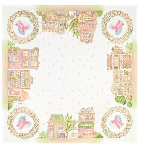 Nuvole di Stoffa Quadratisches Baumwoll-Mittelstück La Vie en Rose Shabby Chic 100x100 cm