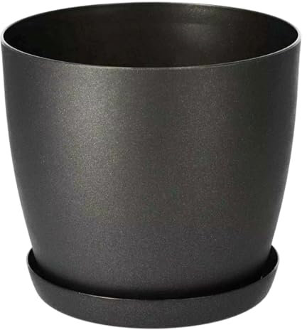 Flower Pots 6 Colours 8 sizes Matt Plastic Plant Pots Planter + Saucer Tray Deco (Black Matt, 30 cm)