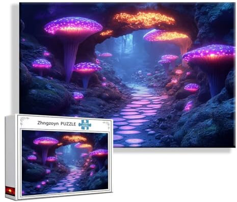 Puzzle Pilz Wald 1000 Teile Groß XXL 75 x 50 cm, Jigsaw Art Impossible Erwachsene Anspruchsvoll, DIY Klassische Jigsaw Erwachsene, Junge, Mädchen, Geschicklichkeitsspiel für Die Ganze Familie Q-8