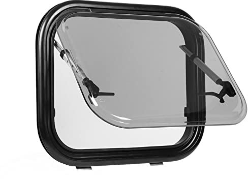 Asixxsix Ventana de Salida para Autocaravana, 54 x 44 cm, Ventana de Vidrio Templado abatible, ángulo de Apertura máximo de 45°, Ventana de Salida de Emergencia para Autocaravana