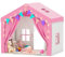 EROMMY 2-in-1 kinderzelt mit Matte, bunten Fahnen und Leuchtstreifen, Doppeltür-Design Zelt kinderzimmer für drinnen mit Dachfenster,Spielhaus für 3+ Jahre Rosa