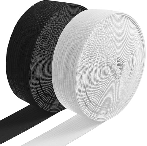2 Rolls Elastic for Sewing Elastic Band for Sewing, Elastico para Costura, 3/4 Inch Wide Heavy Stretch High Elasticity Knit Elastic Band for Waistband Pants Dress Swimwear Belt 10 Yard