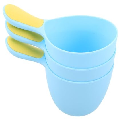 ZUNOXAZ 3pcs Bathing Cups with Anti-Slip Handle Soft Plastic Shampoo Rinser for Newborns Hair Wash Jug Gentle Rinse Cup for Daily Bath Use