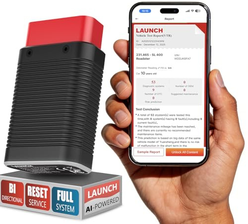 Launch AIOBD Bluetooth OBD2 Scanner mit KI, AI-Diagnosegerät Auto mit Vollsystem, OBD-II Fehlercodeleser für iOS & Android, Motor, ABS, Airbag-Diagnose & Wartungsfunktionen