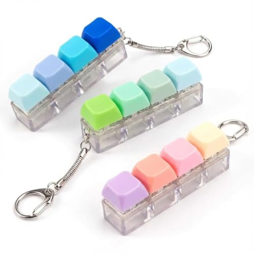 3 Pcs Keyboard Fidget,Clicker Mini 4-Button Keyboard Keychain Stress Relief Fidget Funny Keyring Finger Adult Decompression for Office Home and Travel Fashionable Functional Gifts