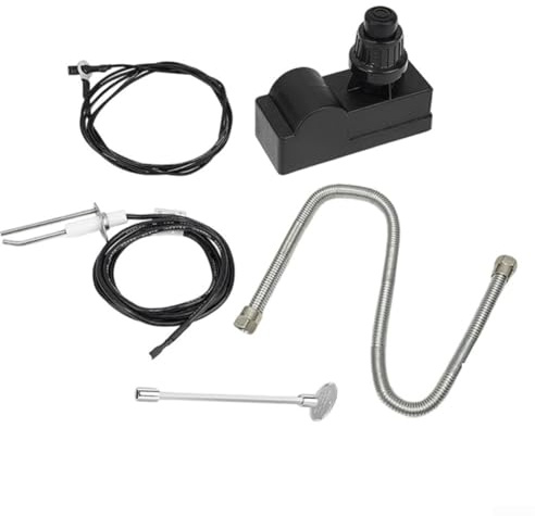 Gas Fire Ignition Kit with Push Button Spark Generator, 8 Inch Valve Key Tool, Replacement Pulse Igniter Switch, Outdoor Gas Bowl Repair Parts Including Ignition Wire With Ground(B)