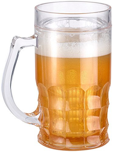 Rosenstein & Söhne Fake Bierglas: Doppelwandiger Bierkrug, Bier- & Getränke-Kühler mit Fake-Bier, 0,3 l (Bierglas Kühler, Getränkekühler, Flaschenkühler)