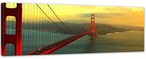 Bilderdepot24 Keilrahmenbild - Golden Gate Bridge - San Francisco II - Bild auf Leinwand 160 x 50 cm - Leinwandbilder Bilder als Leinwanddruck Städte & Kulturen Amerika USA Brücke in Kalifornien