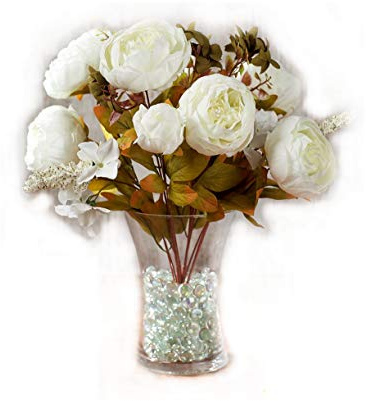 Best Artificial 50cm Vintage Silk Flower Peony Spray Bouquet Wedding Home Decoration Arrangement (White)