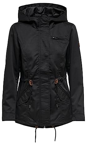 ONLY Veste Parka en lin pour femme, Noir , XS