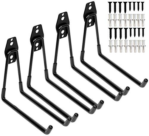 PiPaFox Crochets doubles pour utilitaire de garage robuste, organisateur de porte-outil à montage mural étendu pour échelles, vélo, chaise