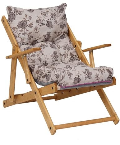 Sessel Relax Liegestuhl 3 Positionen in Holz Klapppolster H 100 cm Farbe als Foto (Blume)