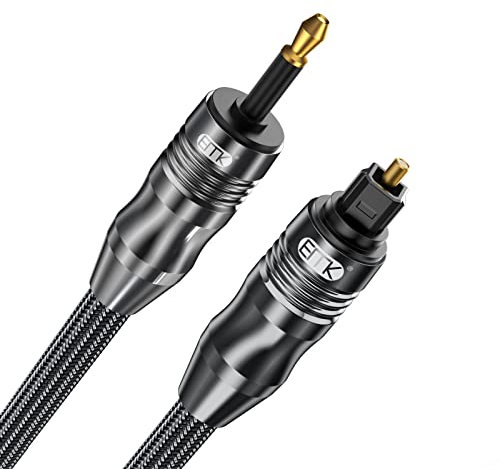 EMK - Cable Toslink a Mini Toslink de 3,5 mm SPDIF óptico de 3,5 mm a adaptador de cable de audio óptico para Home Theater (8M, Óptico Mini Toslink de 3,5MM, Negro)