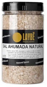 LAYBÉ - Sal Ahumada Natural 100% Origen España, Doble Dosificador y Cierre Hermético - Bote Hostelería 900g