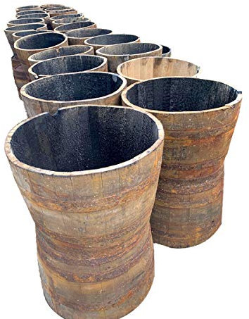Cheeky Chicks Ltd Set of 20 Solid Oak Rustic Half Barrel Planter Garden Pot Patio Lawn Tub