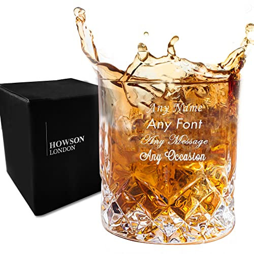 howson london Personalised Whisky Glass Engraved Gift Idea for Men Dad Male Grandpa Daddy Him Uncle Husband Best Man Christmas Glass Gift Whisky Glasses with Any Name (Any Text)