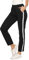 Aseniza Jogginghose Damen Sporthose Lang Baumwolle Trainingshose Freizeithose High Waist mit Streifen für Sport Yoga Gym Schwarz XXL