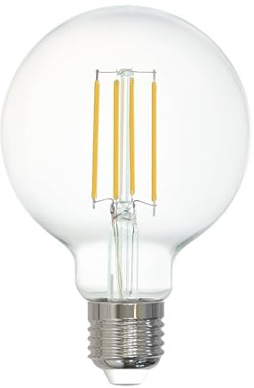 EGLO connect.z Smart-Home LED Leuchtmittel E27, G80, ZigBee, App und Sprachsteuerung Alexa, dimmbar, neutralweiß, 806 Lumen, 6 Watt, Vintage-Glühbirne klar