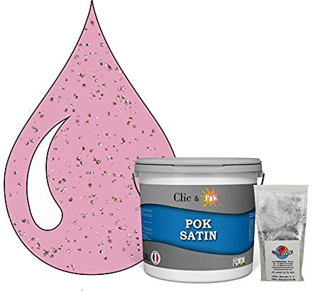 POK PAILLETTE : Peinture de Finition Acrylique Effet Pailleté Murs Intérieurs 2,5L - Rose Girly