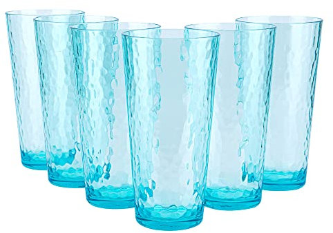 KOXIN-KARLU Mixed Drinkware 26-ounce Plastic Tumbler Acrylic Water Glasses, set of 6 Blue