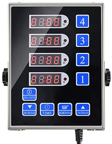 YOOYIST Minuterie de Cuisine Commerciale à 4 Canaux Minuterie de Restaurant Numérique Professionnelle Multi Calculagraphe Alarme Forte Camion de Nourriture Cuisson Acier Inoxydable Robuste
