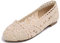 Feversole Round Toe Lace Ballet Crochet Flats Women's Comfy Breathable Shoes Beige Knit Crochet 7 UK