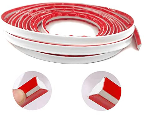 Flexibler Dichtungsstreifen, zum Abziehen und Aufkleben, für Ecken, Sockelleisten, Boden, Fliesenkanten, Arbeitsplatte, Badewanne, Decke, Wand (4,8 m, weiß)