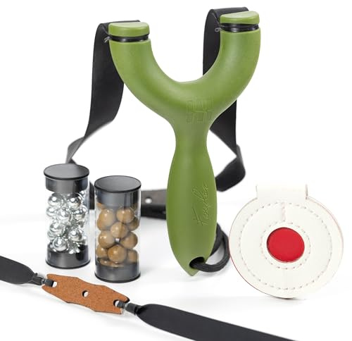 SimpleShot Sparrow Slingshot by Zach Fowler for Hunting and Target Shooting, with Clay Ammo and Spinner Target