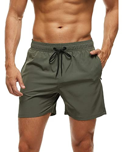 Aisprts Badshorts för män badbyxor vattentäta surfbräda shorts för män snabbtorkande 3 fickor strandshorts nätfoder dragsko sommar herr badkläder