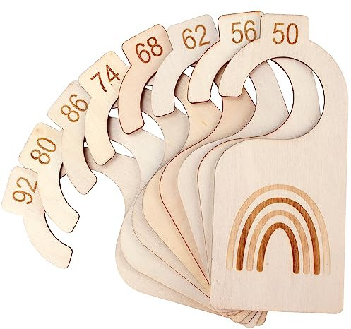 8 Stück Baby Größentrenner aus Holz, Babykleidung Trenner 50-92, Von Neugeborenen bis zu 24 Monaten
