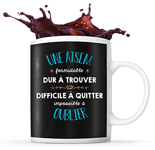 Planetee Mug Formidable Atsem Tasse Cadeau Travail noir | Idée Tasse Cadeau Travail Boulot Métier Départ Retraite Collègue Anniversaire Noël