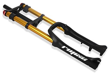 Bike Air Suspension Forks 20x4.0'' Tire Fat Bike Fork Double Shoulder Travel 110mm Air Fork Adjustable Rebound 1-1/8 Straight Front Fork For Disc Brake QR Snow E-bike ( Color : Gold , Size : 20'' )