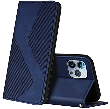 ZONNAVI Case Compatible with iPhone 13 Pro Max, Premium PU Leather Wallet Case with [Card Slots] [Viewing Stand], Shockproof Flip Cover for iPhone 13 Pro Max (Blue)
