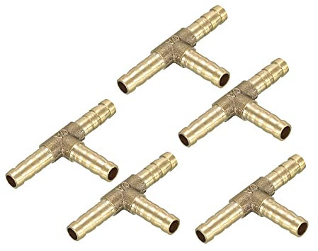 A ABSOPRO Latón Lengüeta Manguera Accesorio 1/4 6mm ID T 3 Vías Conector (Juego de 5)