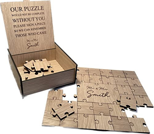 204 piece Puzzle Guestbook & Box/Sign, Jigsaw Unique Wedding Baby Shower Birthday Bon Voyage Leaving Christening Celebration Guest books Guestbooks (204 piece 56x59.5cm)