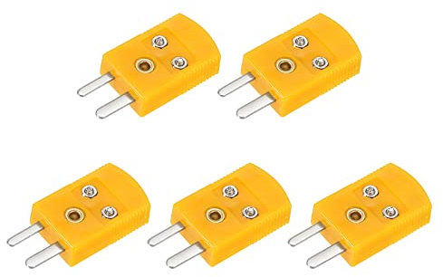 sourcing map 5Stk K Typ Thermoelement Draht Steckverbinder Stecker Steckdose Adapter Hohe Temperatur 120°C(248°F) für Thermoelement Sensor Fühler Orange