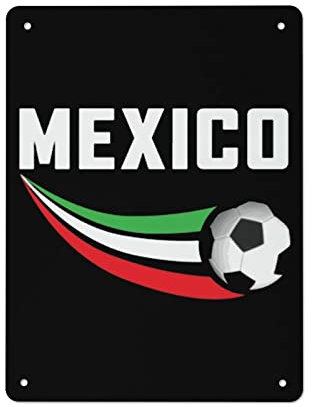 30 x 20 cm, Mexiko-Flagge, Fußball-Blechschild, Vintage-Poster, Metallbild, Eisen-Schilder für Zuhause, Wand, Bar, Dekoration