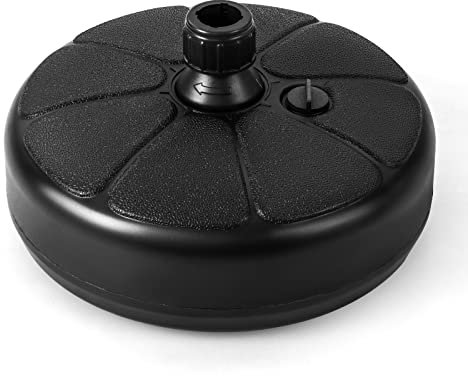 GOPLUS Pied de Parasol de Jardin Exterieur, Petite Base de Parasol Ronde Remplissable, Support de Parasol à Remplir d'Eau 9,5L et de Sable 15KG, Poids pour Parasol de Φ 38 mm