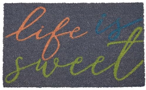 Betz Kokosmatte aus 100% Kokos - Fußmatte - Fußabstreifer –Schmutzfangmatte Muster Life is Sweet Größe 45 cm x 75 cm x 1,5 cm