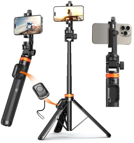 OOHHEE 62” Phone Tripod with Remote, Tripod for iPhone & Selfie Stick, High Strength Legs & Extendable Tube Tripod Stand, Fit for iPhone 14 Pro Max/14 Pro/13/Samsung S22/Camera